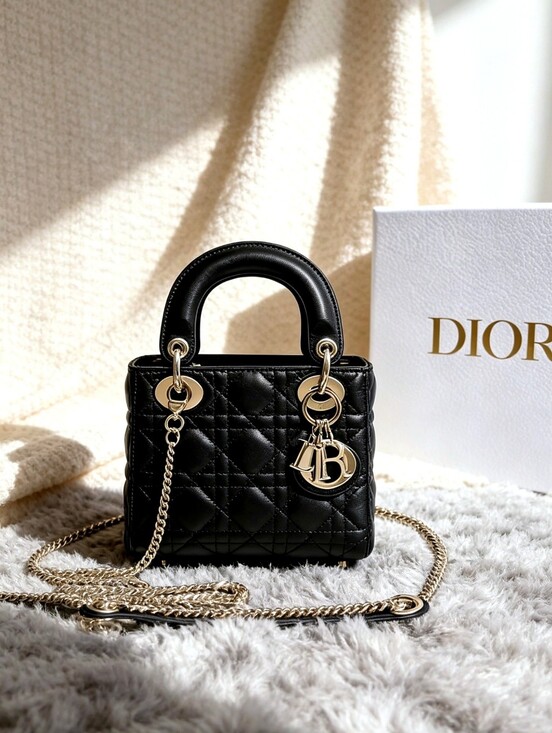 Coach Tops - Mini Lady Dior Bag Black Cannage Lambskin